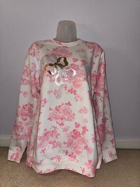 Victoria Secret PINK LOVE SHACK FANCY Floral Bling Sweatshirt Size M